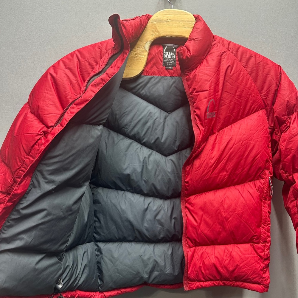 Sierra Designs 600 Fill Goose Down Jacket Red Mens L Lightweight Puffer NWT
